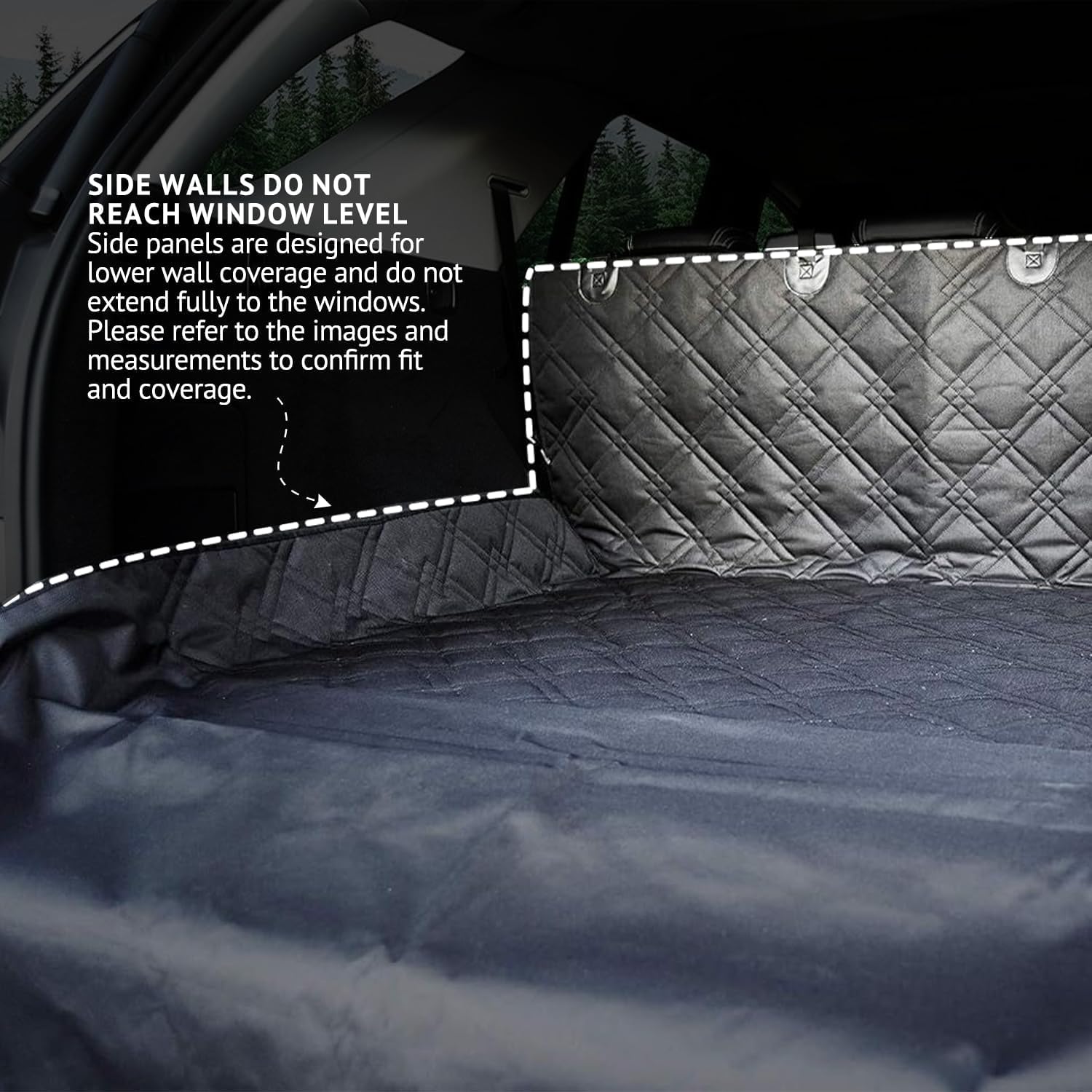 SUV cargo liner for dogs 55"x106" heavy duty pet trunk cargo cover - dog car seat cover waterproof nonslip - dog hair, muddy paws, scratches cover protector for cars vans (X-large, black) - view 4
