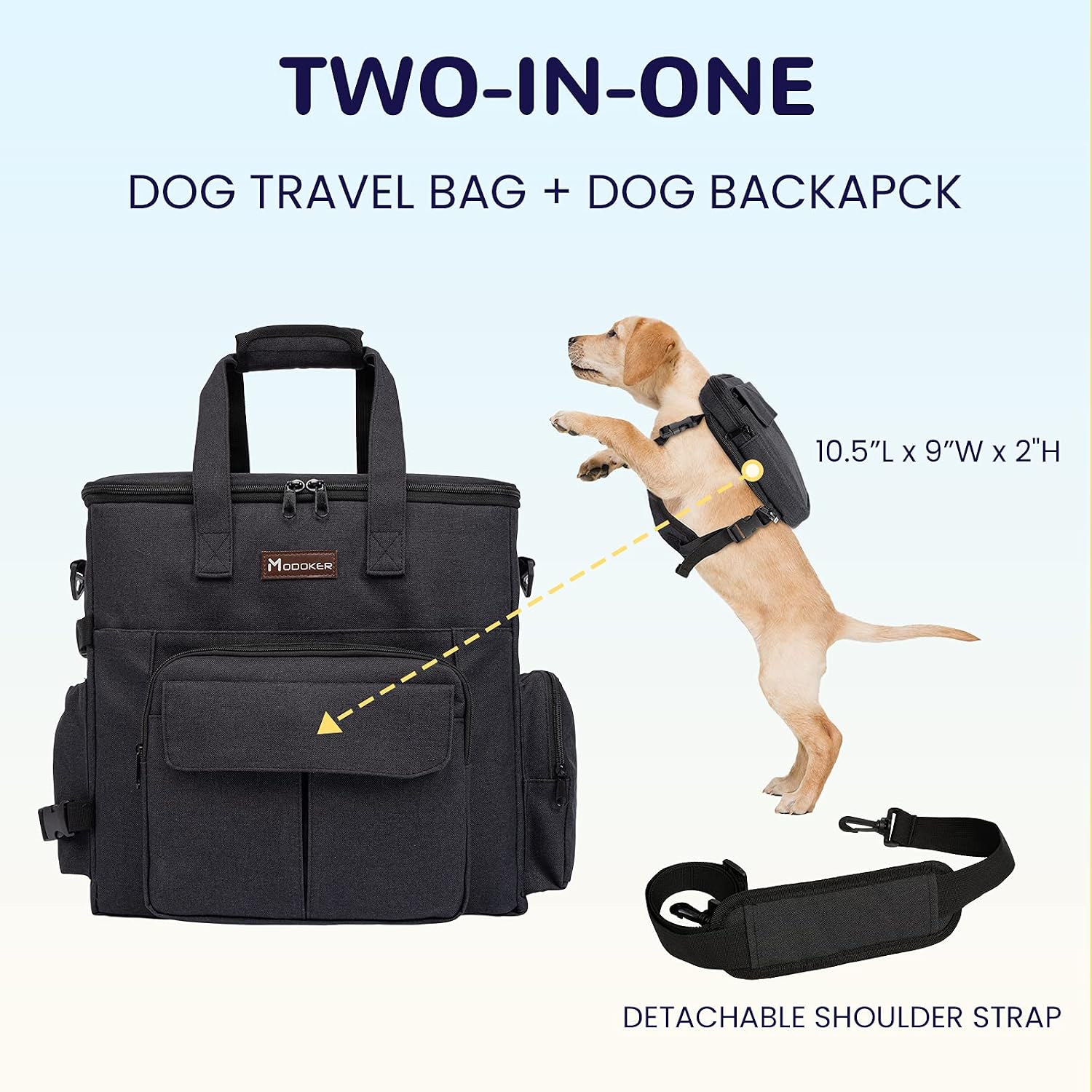 Dog Travel Bag with 2 Collapsible Dog Bowls, 1 Dog Backpack, Airline Approved Pet Travel BagOrganizer for Supplies & Accessories, 2 Travel Dog Food Container, Black | Dog travel accessories set with feeding supplies, bowls, mat, and strap. Ideal for weeke - view 2