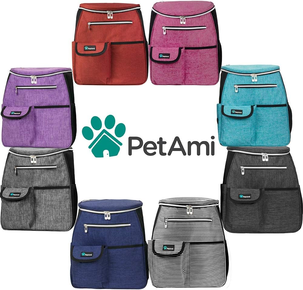 Dog Travel Backpack 27L Airline Approved Pet Supplies Bag, Purple | Cat Traveling Suitcase Organizer for Weekend Road Trip Camping; 2 Food Containers, 2 Collapsible Bowls & Poop Bag Dispenser - view 7