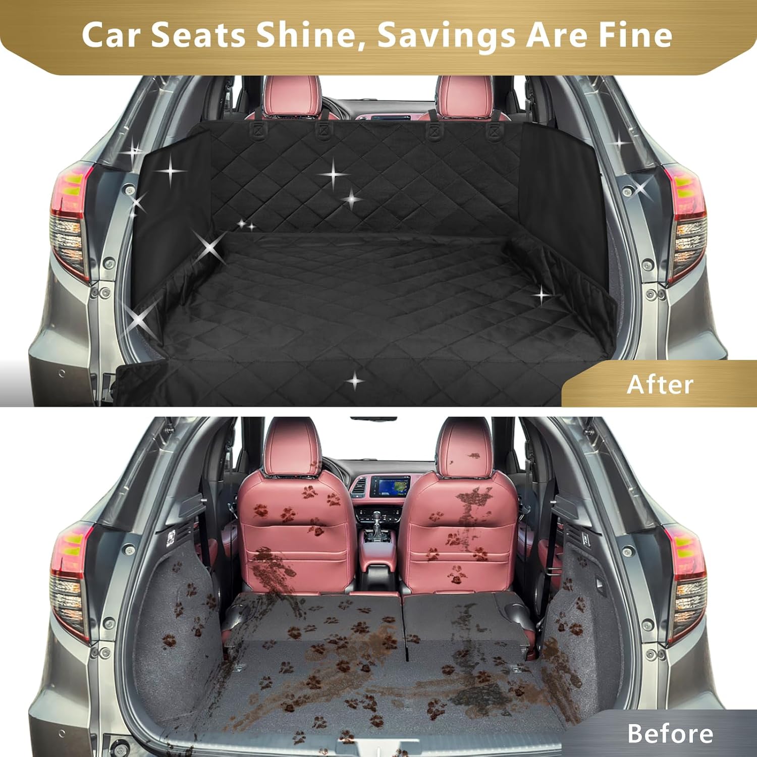 SUV Cargo Liner for Dogs - Trunk Cover with Bumper Flap Protector | Waterproof Pet Cargo Cover with Side Flaps, Non-Slip Trunk Mat, Rear Dog Car Seat Cover Prevents Scratches Pet Hair Mud Dirt - view 3