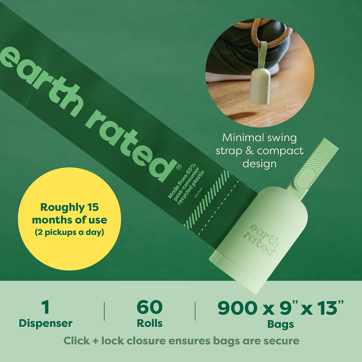 Dog Poop Bag Holder, 1 Dispenser and 900 Bags, Lavender | Durable and Guaranteed Leakproof Poop Bags - view 5