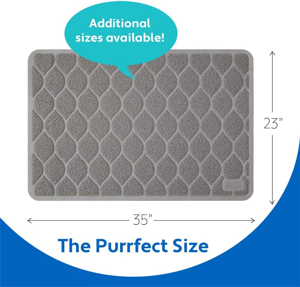 Waterproof BPA Free Cat Litter Box Trapping Mat, Easy Clean Floors, Textured Backing, Soft on Sensitive Kitty Paws, Cats Accessories, Less Waste, Stays in Place, 35x23, Slate Gray - view 6