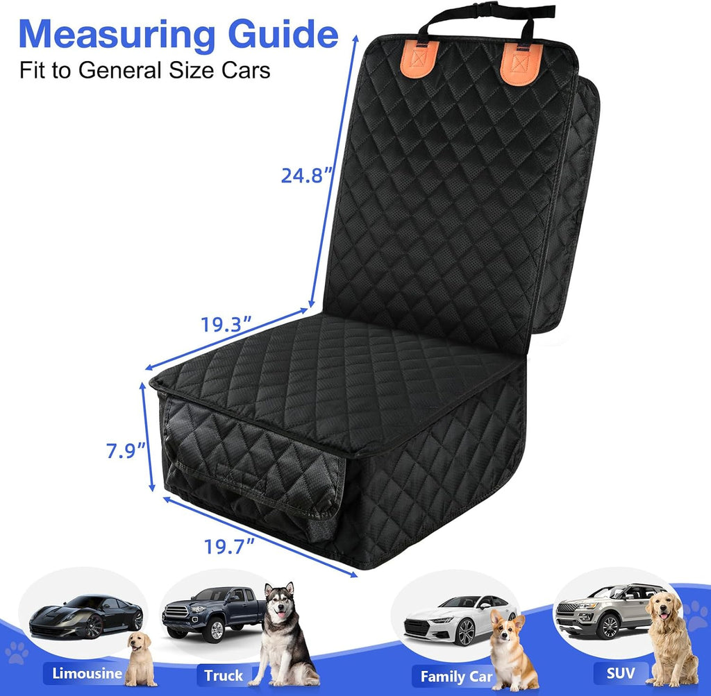 2 pack pet car seat cover for front seat, captain chair seat cover | waterproof pet seat protector, full protection with side flaps, non-slip, large front storage pocket, fits cars/trucks/SUVs - view 5