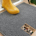 Dog door mat, machine washable rug absorbent doormat captures moisture mud dirt, quick dry soft chenille entryway rugs indoor entrance mats for dog paws, 24x17 grey
