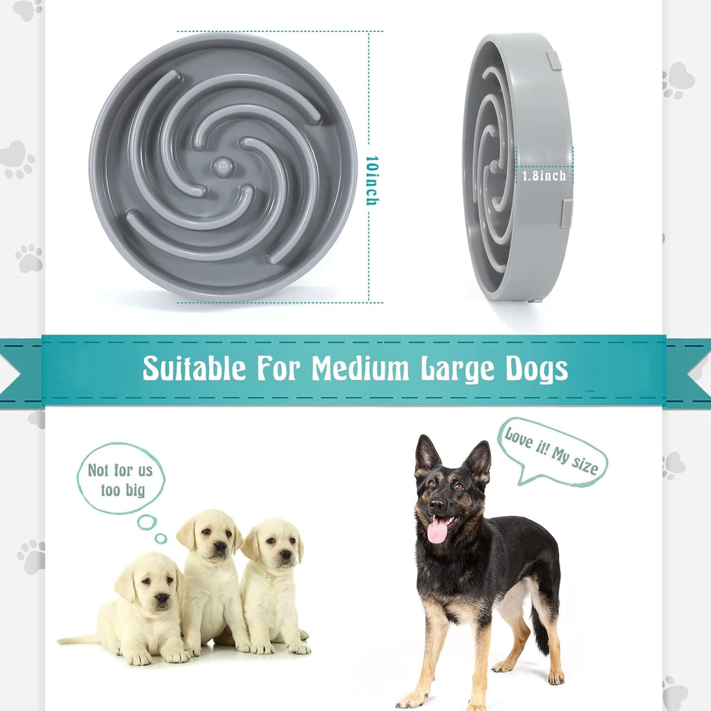 Slow feeder large dog bowls for large medium dog non slip maze puzzle bowl pet slower food feeding dishes interactive bloat stop dog bowl preventing choking healthy dog bowl, light gray - view 6