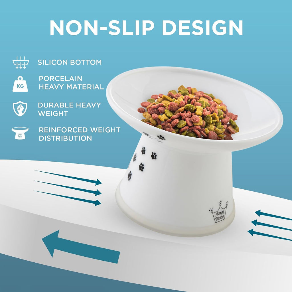 Ceramic extra-wide elevated cat food bowl - view 7