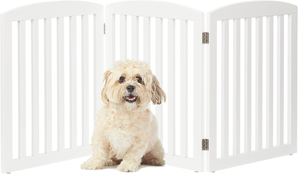 Wooden Freestanding Foldable Pet Gate for Dog,24" H Dog Gate Indoor | Dog Gate for Doorway, Stairs, the House, Step Over Fence, Extra Wide, Room Divider, Front Door, Hallway, 4 Panels, White - view 7