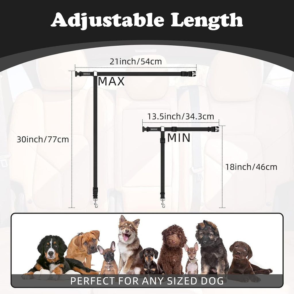 2 Pack Dog Seat Belt for Car, Headrest Restraint Safety Leads | Headrest Loop for Car Travel, 18-30 in Adjustable, 2-in-1 Seat Belt and Leash, 2 Pack for Dogs and Cats, Use with Dog Harness - view 4