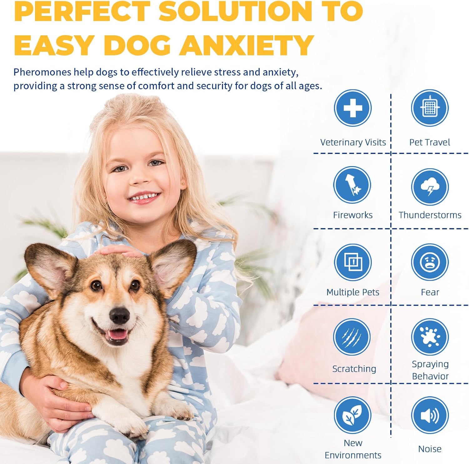 Dog Calming Diffuser Plug In Kit with 3 x 48 mL Pheromone Refills Tasteless | Includes 1 plug in diffuser and 3 x 48 mL refills to help dogs stay calmer during barking, anxiety, stress and noise - view 3
