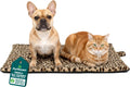Self-warming cat bed for indoor cats & small dogs, washable & reflects body heat - quilted faux fur reflective bed mat - leopard, small