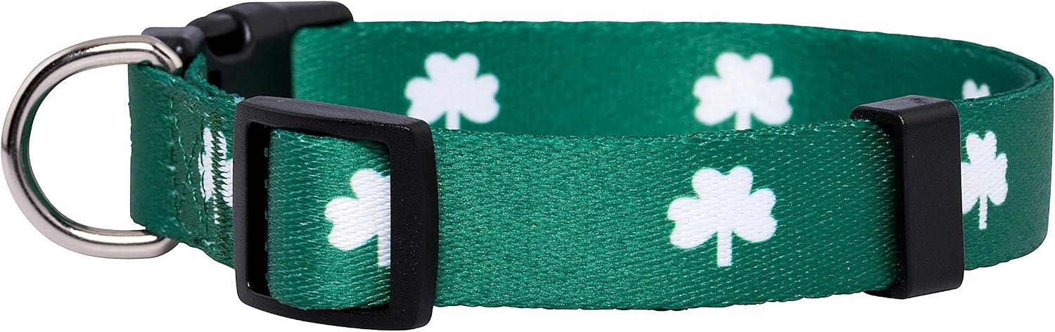 St Patricks Dog Collar- Saint Patrick Green Shamrock Pet Collars- St. Patrick’s Lucky Irish- Cute Boy Girl Puppy Gift- Adjustable for Small, Medium, Large Breeds (Shamrock, Small) - view 2