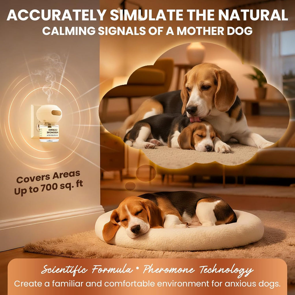 Dog Pheromones Calming Diffuser to Calm Dogs 6 IN 1 Kit (2 Diffusers+4 Refills) Pheromone Plug In for Stress Barking Pee Accidents Chewing Aggression Separation Anxiety Relief 120 Days(Odorless) - view 3