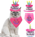 Small Dogs Happy Birthday Cake Hat with Colorful Candles & Bandana Scarfs & Birthday Cake Squeaky Toys Set Pink, Dog Birthday Party Supplies Decorations