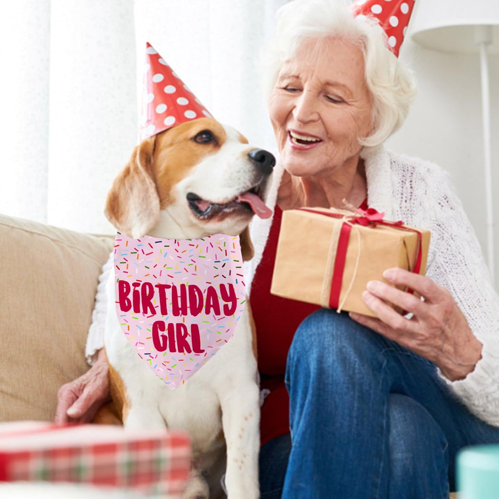 Birthday Girl Dog Bandanas 1 Pack, Pink Dog Scarfs for Girl, HBD Pet Scarves for Birthday Party Decoration for Large and Extra Large Dogs (Pink, X-Large) - view 6