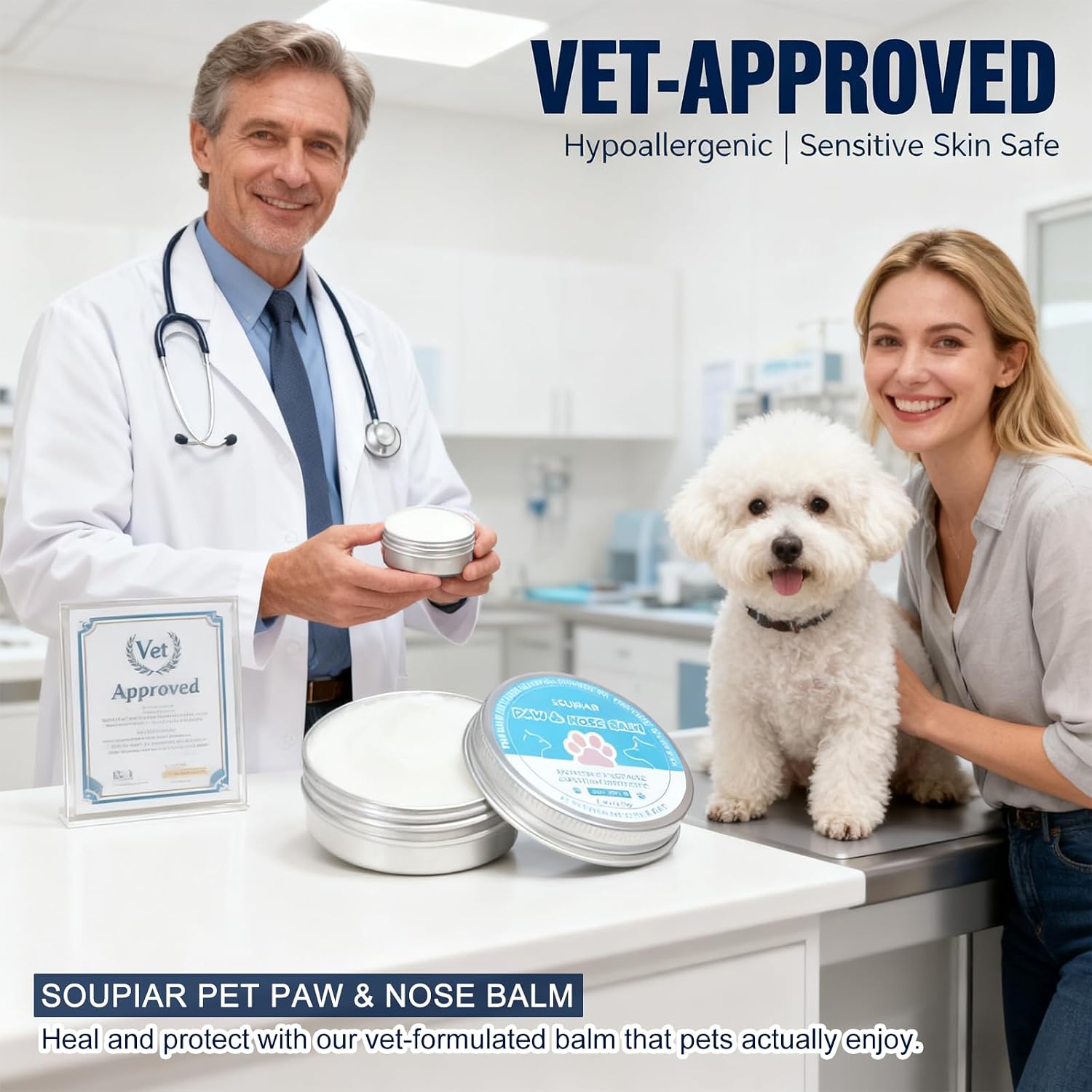Vet-Approved Dog Paw Balm & Nose Butter 2.1oz - Lick-Safe All-Natural Moisturizer with Coconut Oil, Nourishes Dry Paws & Noses, Protects Against Hot Pavement & Winter Cold for Dogs, Cats & Horses - view 2