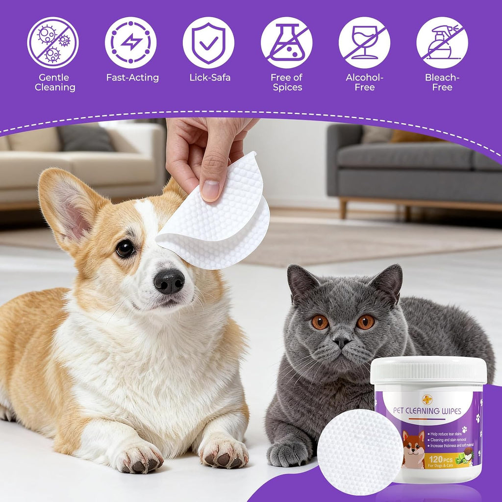 Pet Wipes Set for Dogs & Cats, Dental Finger Wipes & Eye Pads for Cleaning | Daily Pet Grooming Wipes Kit Pet Teeth Cleaning Dog Dental Care - view 5