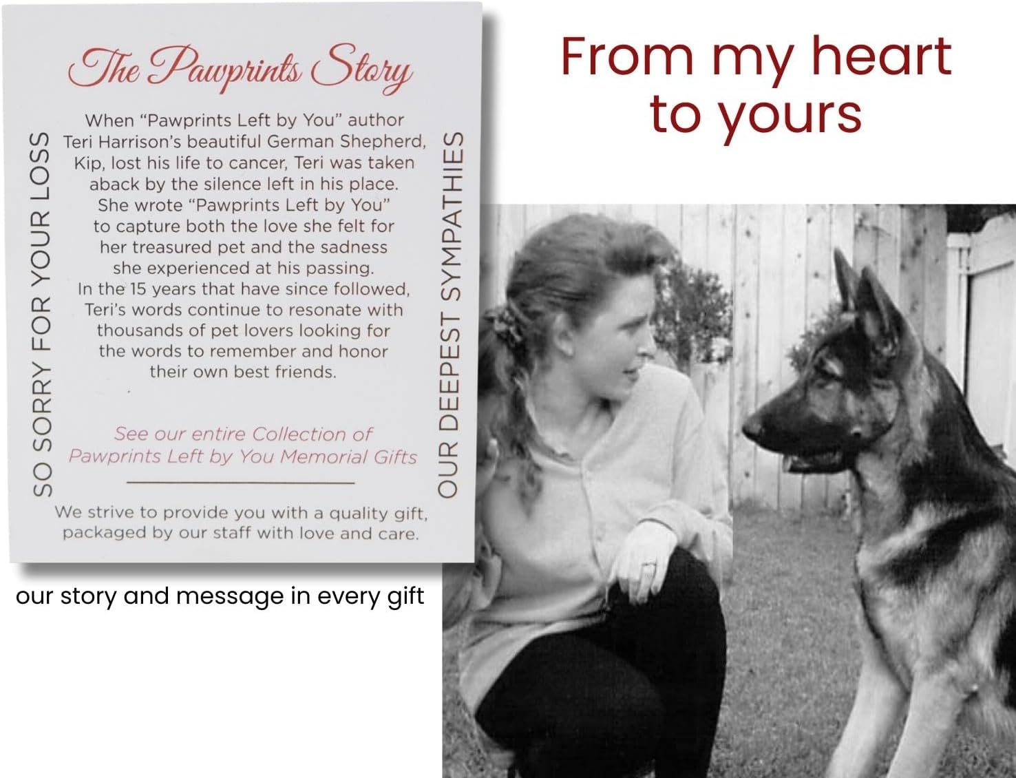 Pet memorial wind chime - 18" metal casted pawprint wind chime - a beautiful remembrance gift for a grieving pet owner - includes pawprints left by you poem card - view 8