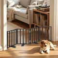Freestanding Short Dog Gate, 16.5" Tall, 3-Panel, Black | Up to 36 in wide, foldable, easy step-over, stable feet, for small dogs, doorways, stairs and kitchens