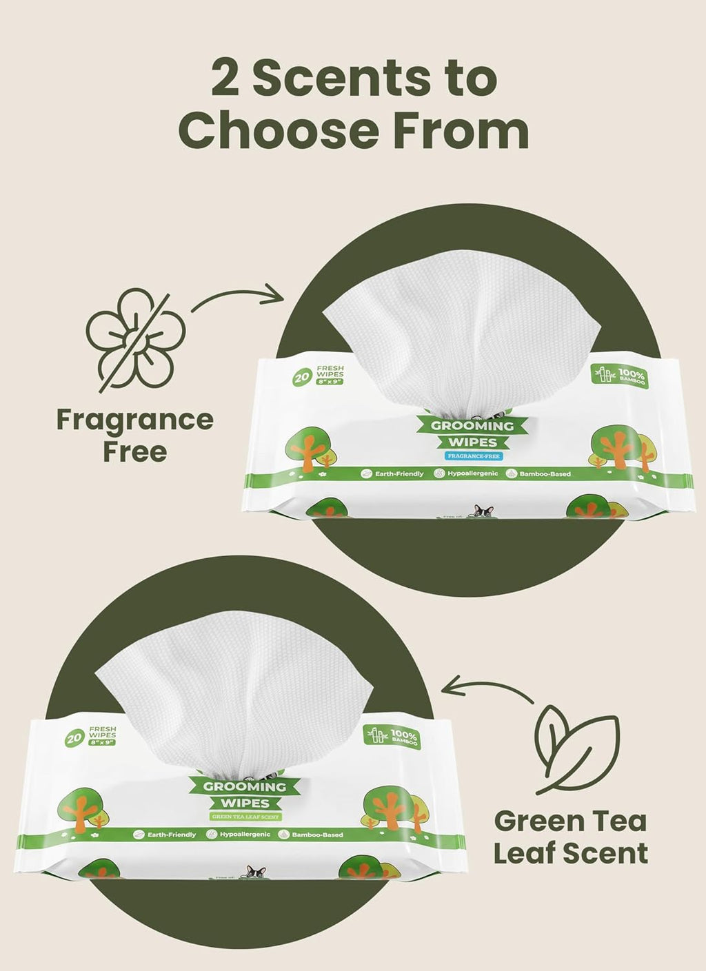 Dog wipes – hypoallergenic pet wipes for paws, body & butt – cleaning & hydrating, green tea scent, 240 count - view 8