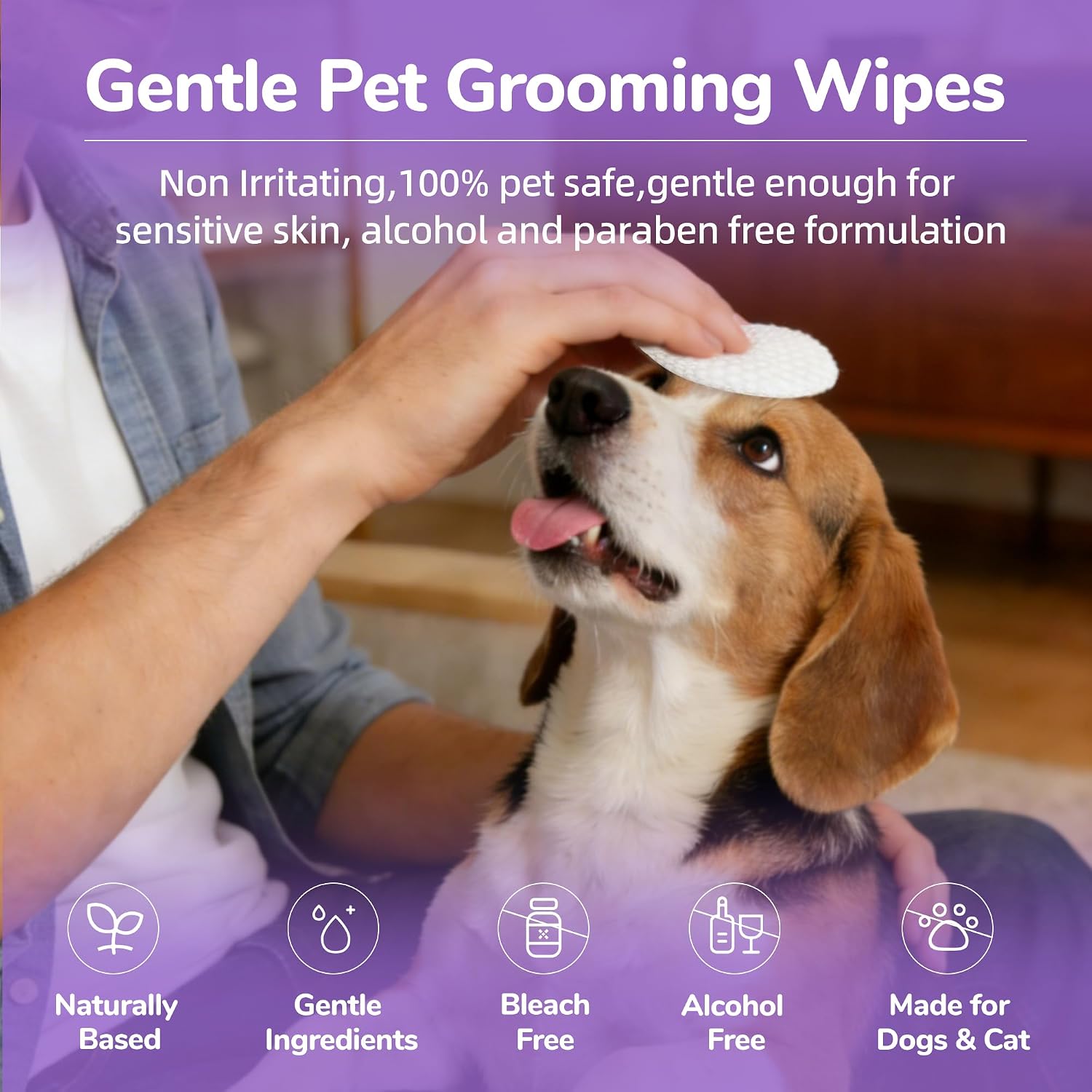 Dog Eye Wipes, 120 Count Cat Eyes Cleaning Wipes Gentle Pet Tear Stain Remover, Hypoallergenic Puppy Dogs Eye Wash Cleaner for Debris Discharge Mucus, Vet Recommended Aloe Chamomile Pets Wipe Pads - view 2