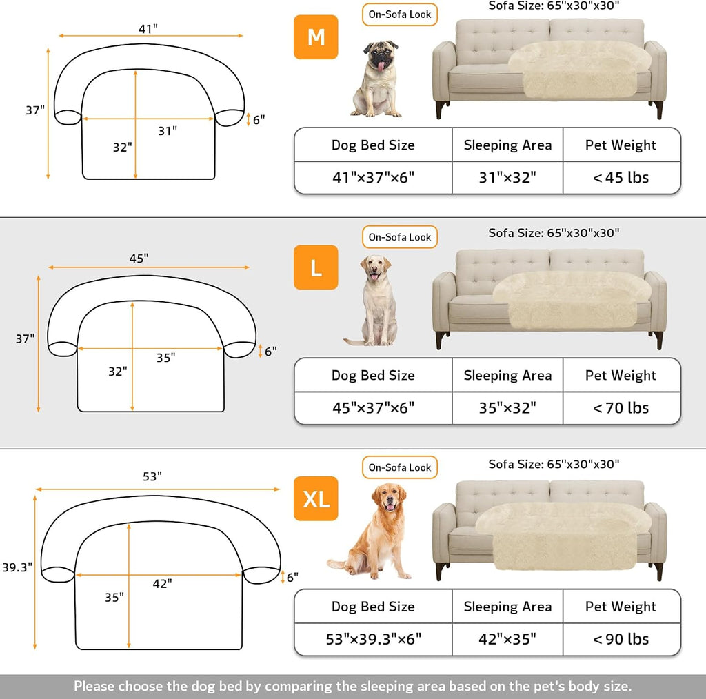 Calming dog bed fluffy plush dog mat for furniture protector with removable washable cover for large medium small dogs and cats (large, beige) - view 5