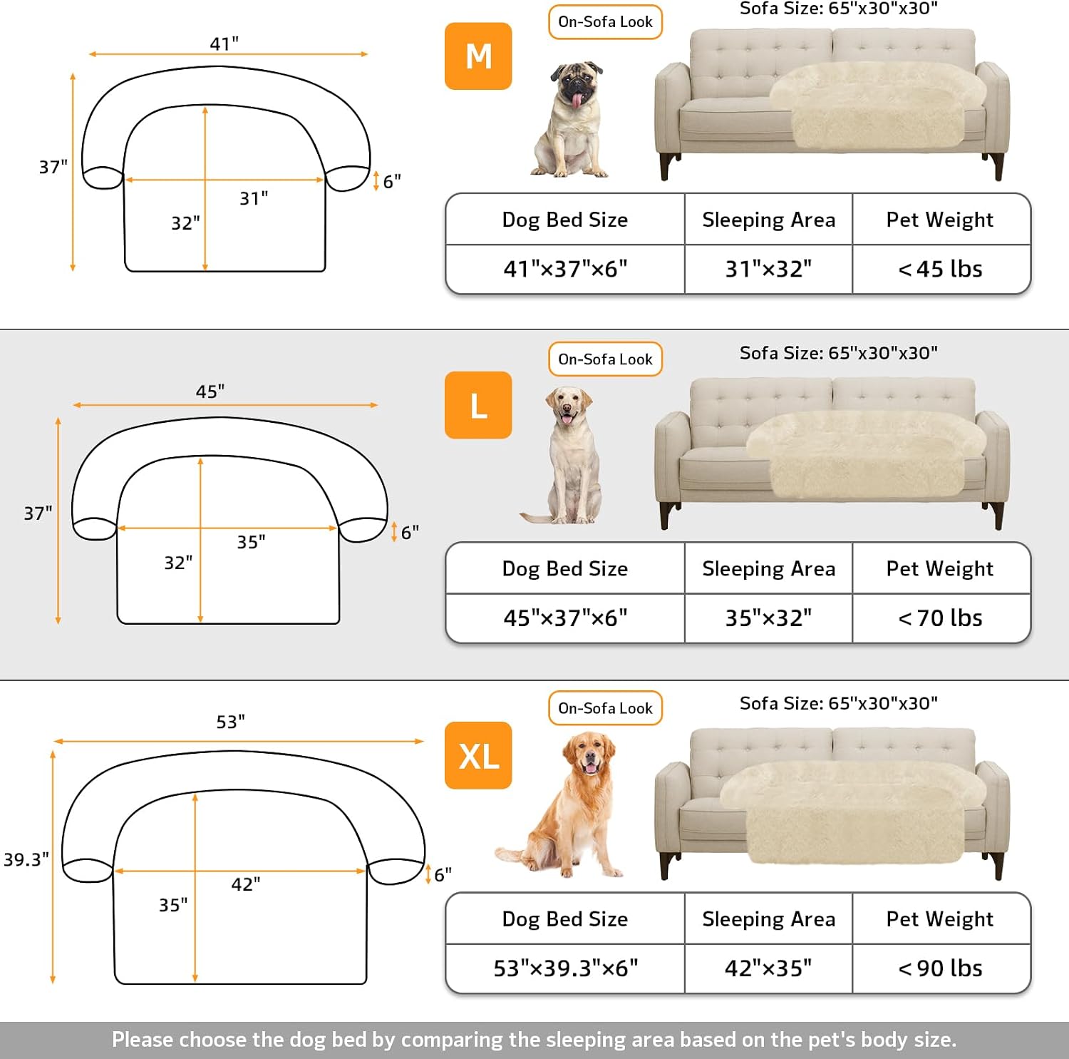 Calming dog bed fluffy plush dog mat for furniture protector with removable washable cover for large medium small dogs and cats (large, beige) - view 5