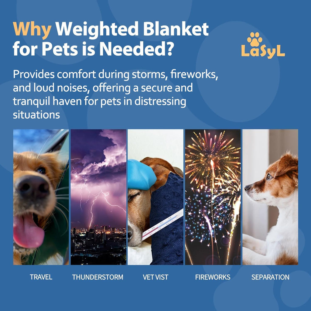 Weighted Blanket for Pets | Thunder Blanket for Dogs Anxiety | Premium Soft Minky | Relaxation & Calming & Anti Anxiety | Used in Car, Bed, Couch | Blue Grey Star, Washable Small (24"x32") - view 2
