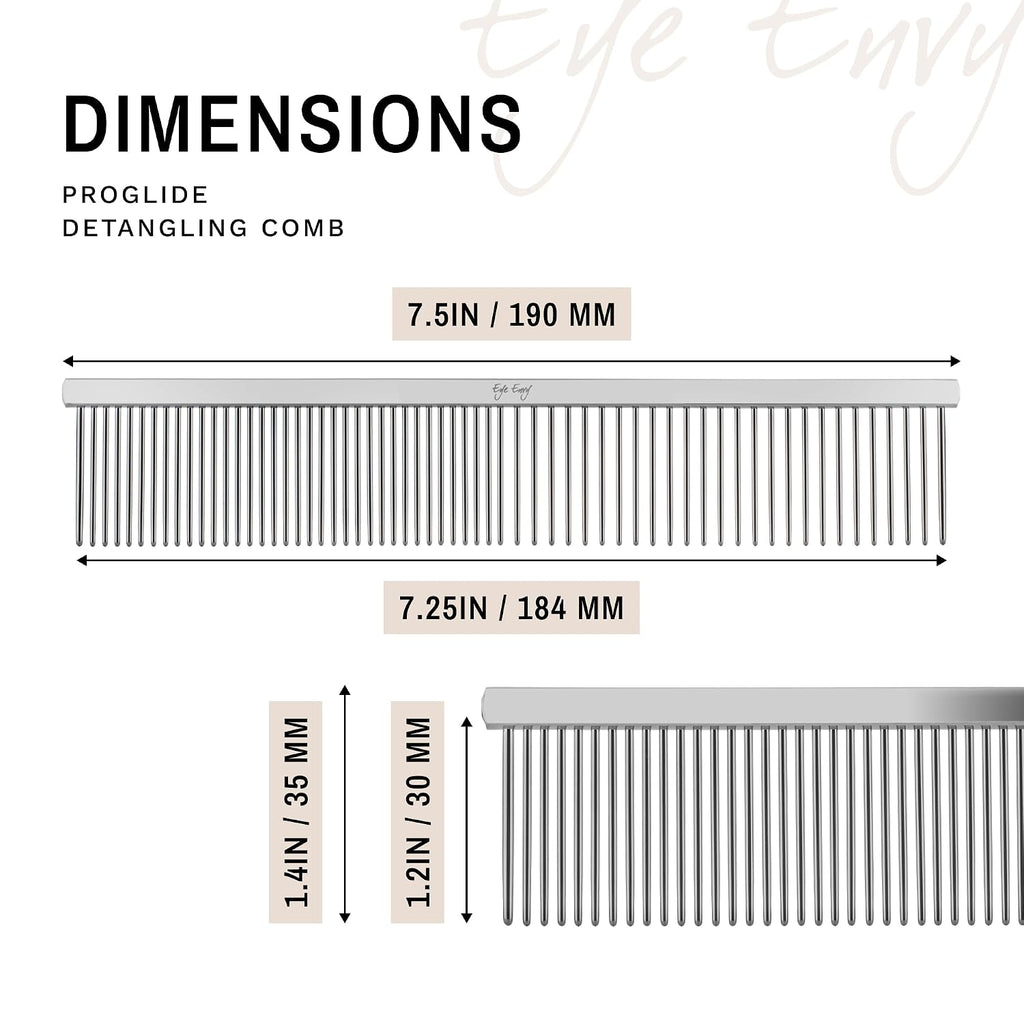 ProGlide Detangling Comb for Dogs and Cats. Dual-sided 7.5” Greyhound-style comb with 30mm rounded teeth. Gentle on your pet, it glides through dense coats without damaging hair or skin. - view 8
