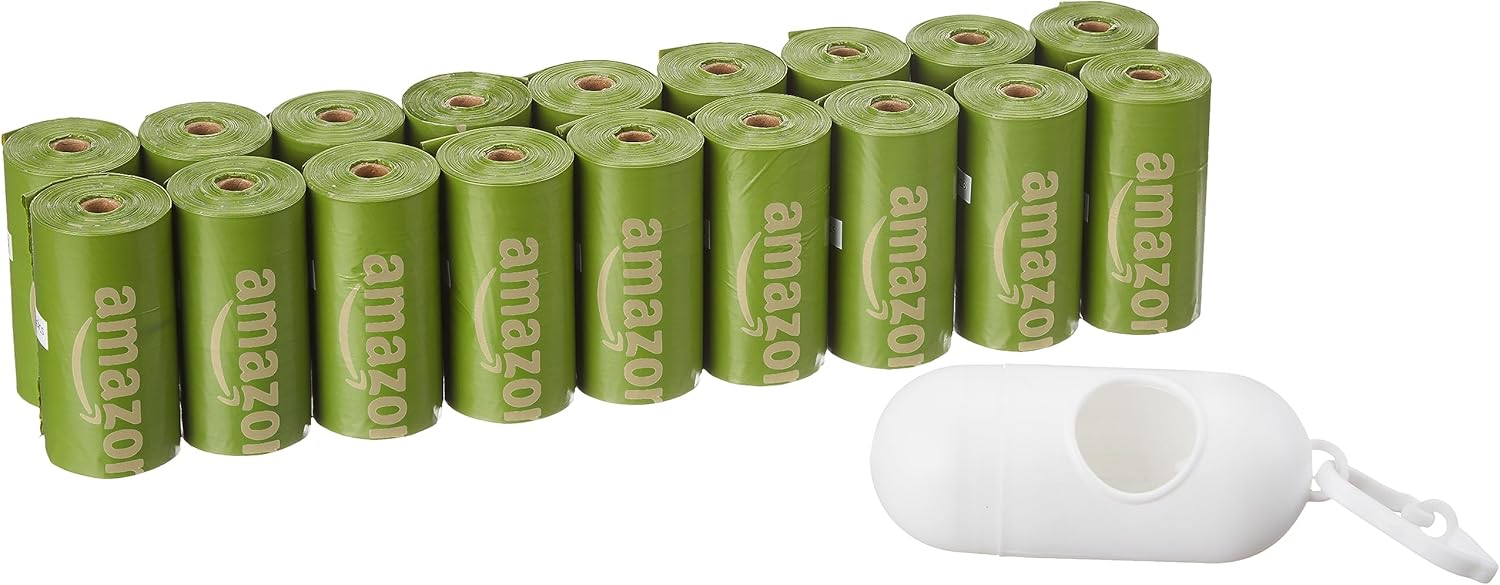 Premium Leak Proof Dog Poop Bags with Dispenser and Leash Clip, Brazilian Mango Scented, 13" x 9", 270 Count (18 Rolls of 15), Easy-Tear