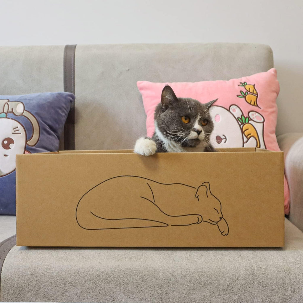 5 packs in 1 cat scratch pad with box for indoor cats, larger-sized durable recyclable and reversible cardboard cat scratching pad for rest and play - view 6