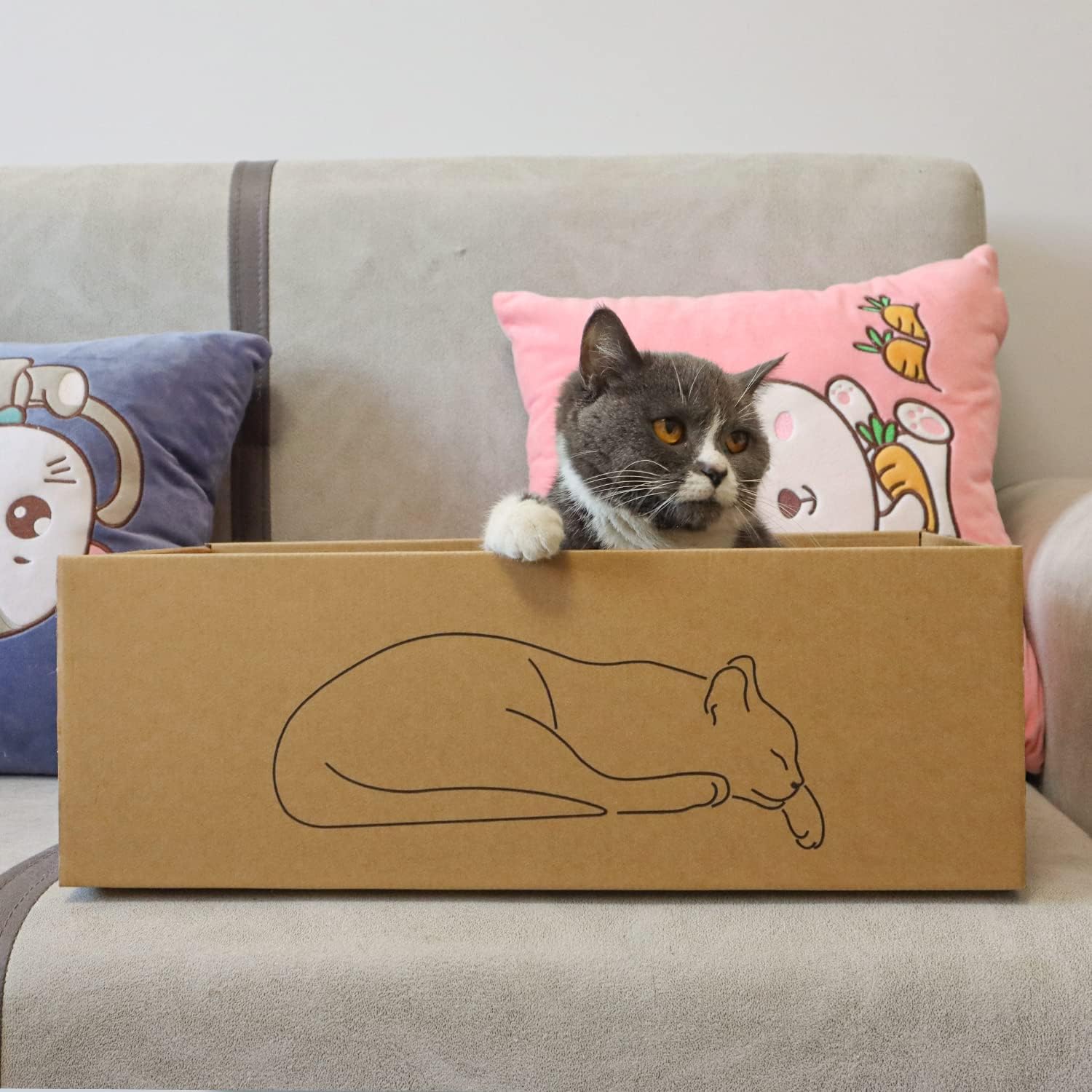 5 packs in 1 cat scratch pad with box for indoor cats, larger-sized durable recyclable and reversible cardboard cat scratching pad for rest and play - view 6