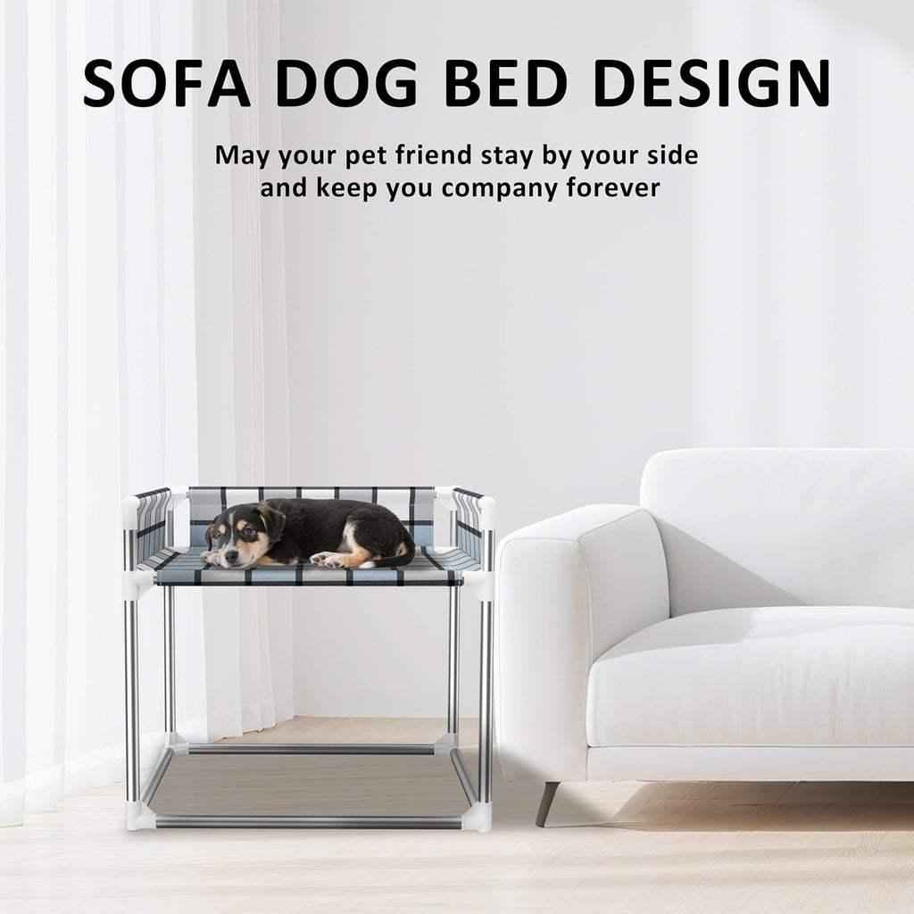 Bedside Cosleeper Dog Bed with Guardrail, 3-Fence Height Elevated Bed Dog | Extension Attached to Human Bed for Medium Dog Cat, Stainless Steel Window Perch Lounge Elevated Sleeper Hammock Furniture - view 3
