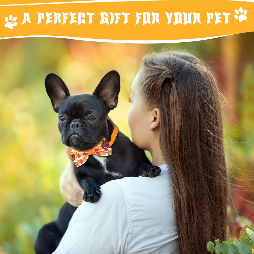 100 Pack Fall Dog Bow Tie Collar Set, 50 Dog Bow Ties and 50 Pet Neckties Maple Leaf Pumpkin Turkey Pattern Pet Costume Accessories for Small Medium Dogs Cats, Thanksgiving Halloween Supplies - view 6