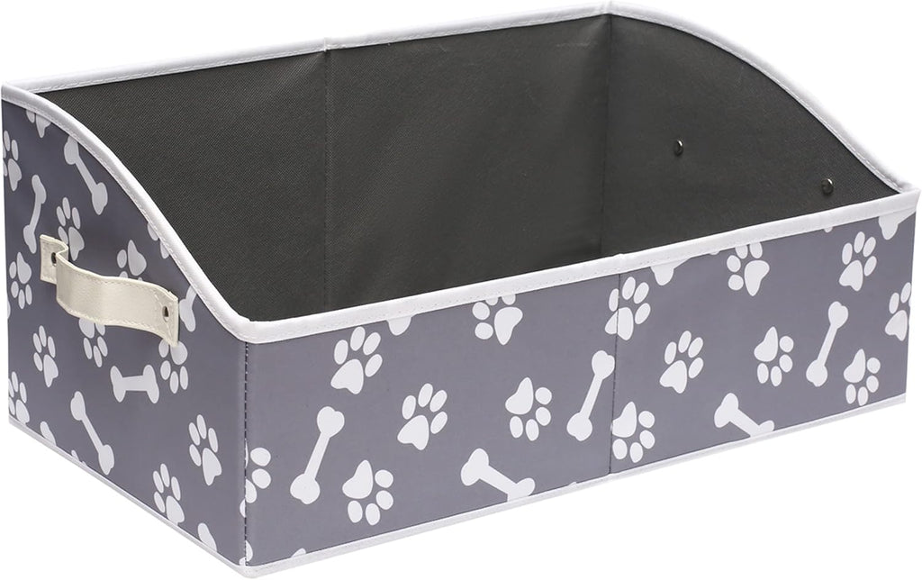 Linen-cotton blend dog toy basket and dog toy box, dog toy basket storage - Perfect for organizing pet toys, blankets, leashes, chew toys - Bone Paw