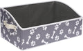 Linen-cotton blend dog toy basket and dog toy box, dog toy basket storage - Perfect for organizing pet toys, blankets, leashes, chew toys - Bone Paw