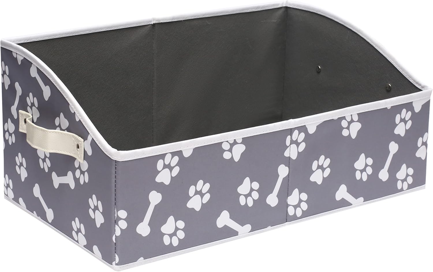 Linen-cotton blend dog toy basket and dog toy box, dog toy basket storage - Perfect for organizing pet toys, blankets, leashes, chew toys - Bone Paw