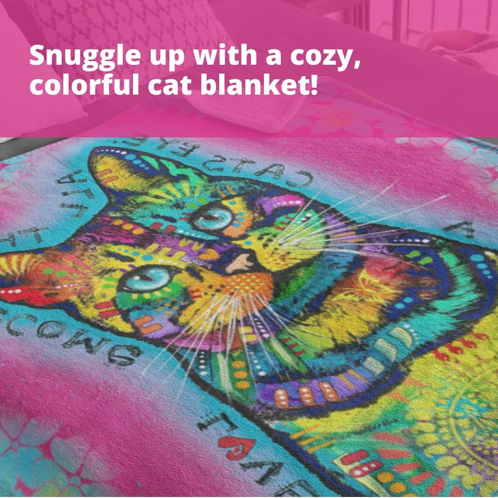 Colorful Cat Fleece Blanket for Bed, 50 x 60 inches Dean Russo Cat Fleece Throw Blanket for Women, Men and Kids - Super Soft Plush Cat Blanket Throw Plush Blanket for Cat Lovers - view 4