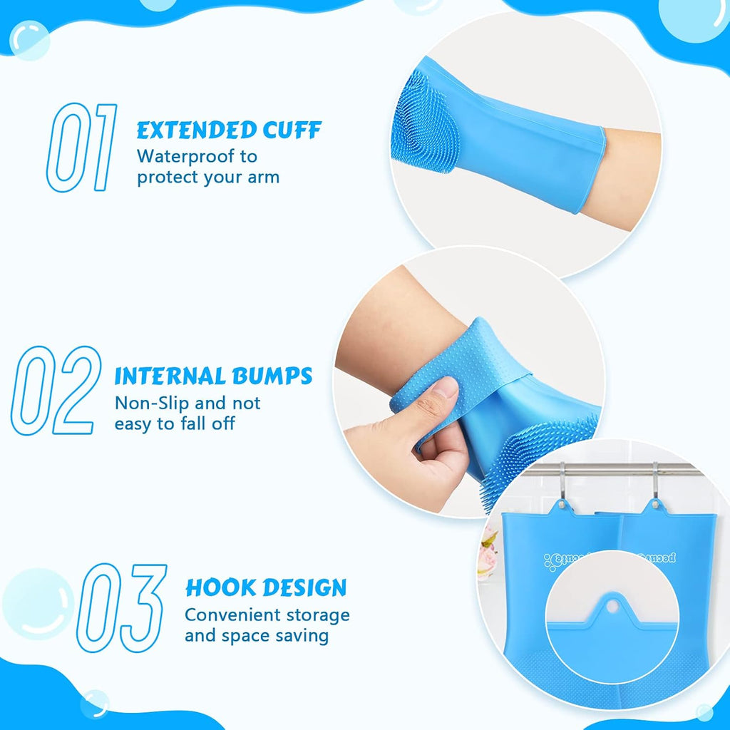 Silicone Pet Grooming Gloves for Washing Cats Dogs Bath Brush | 3,000 soft bristles, Gentle massage & deshedding, Dishwasher safe, For large/thick coats, Home/car cleaning - view 7