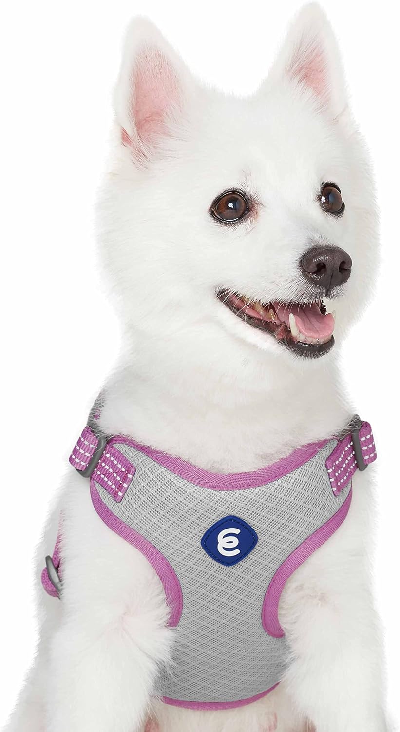 Essentials Dog Harness - Reflective Dog Harness for Large Dogs, Mauve Orchid, Adjustable Vest with Breathable Mesh, Safety Harness for Night Walkers, Outdoor Pet Safety