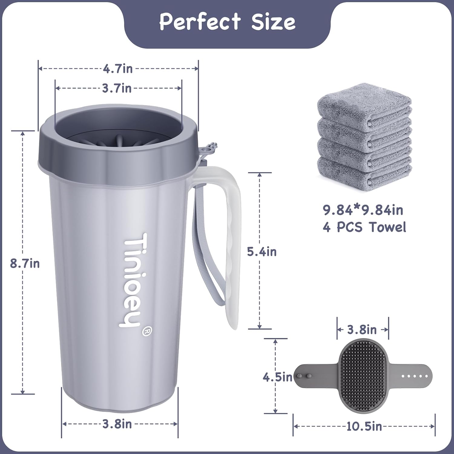 Paw cleaner with handle for large dogs - effectively cleans muddy paws and feet for dogs & pets (gray) | large dog paw cleaner removes mud, dirt and debris. Easy twist cleaning with handle, durable plastic design for pet supplies - view 5