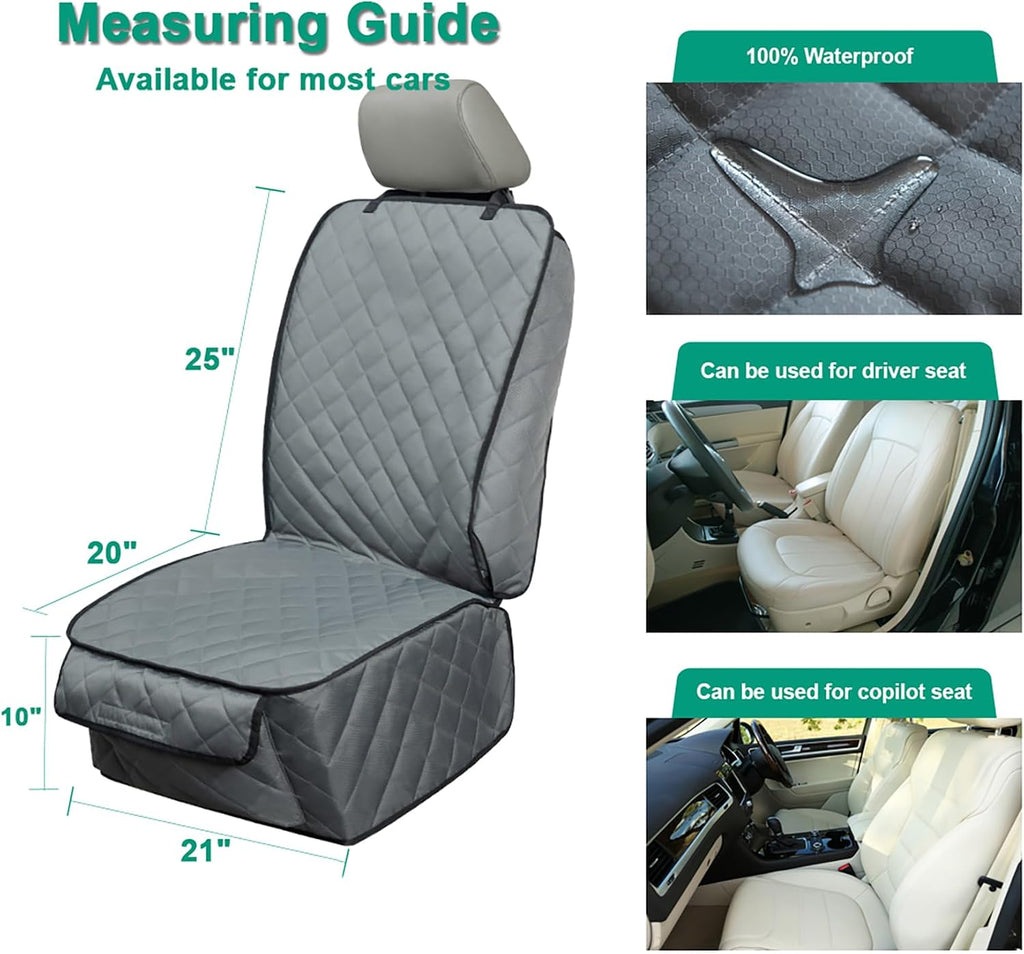 Waterproof front seat cover dog car seat covers nonslip and full protection with side flaps fits most cars, trucks, SUVs (grey, 1 pack) - view 6