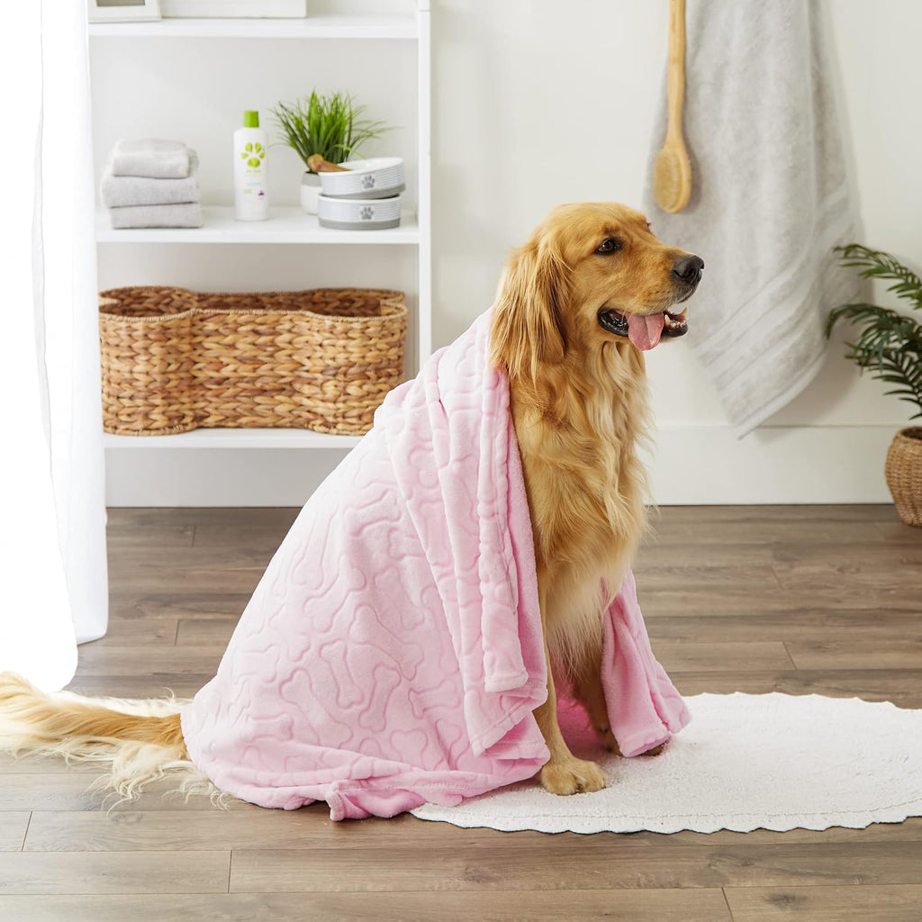 Embossed Bone Print Pet Blanket, Pink, 36x48" - view 7
