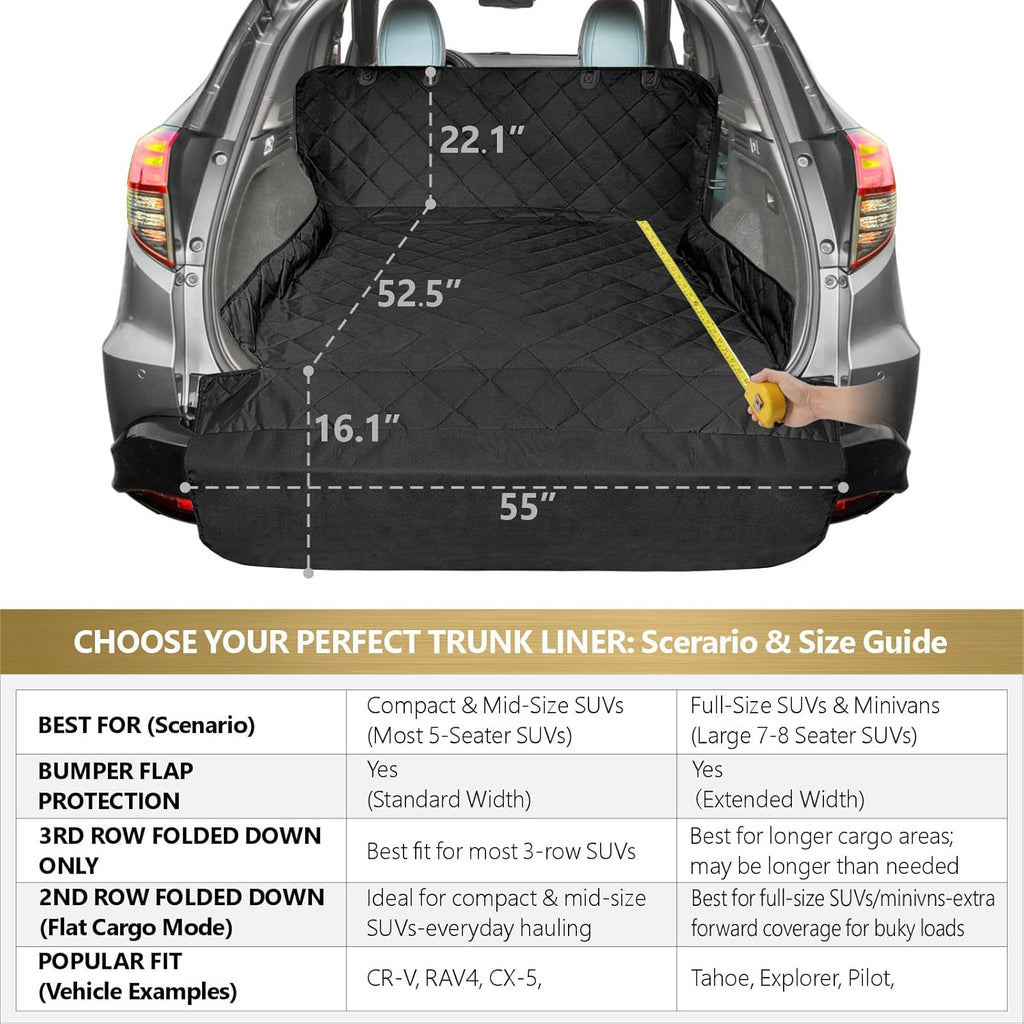 SUV Cargo Liner for Dogs - Trunk Cover with Bumper Flap Protector | Water Resistant Pet Cargo Cover with Non-Slip Mat, Dog Car Seat Cover Prevents Scratches Pet Hair Mud Dirt for Midsize SUVs - view 2