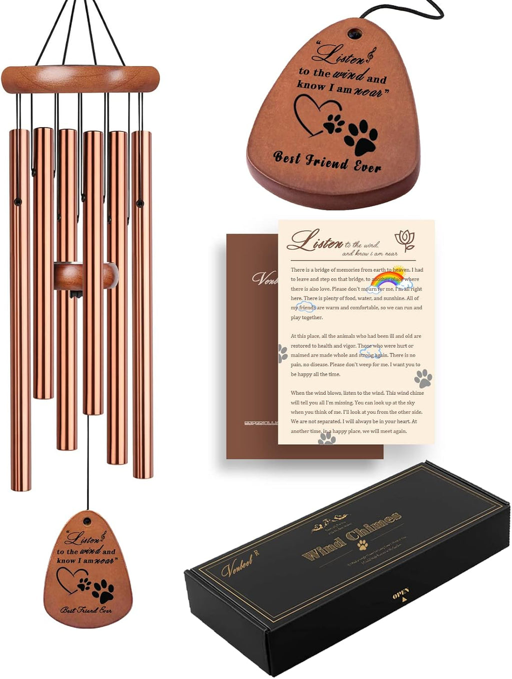 Pet Memorial Wind Chime, 28" Dog Memorial Gifts for Loss of Dog, Pet Loss Sympathy Bereavement Remembrance Gift - view 3
