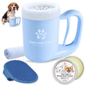 Dog Paw Cleaner, Paw Washer Cup with Soft Silicone Bristles, Portable Dog Foot Washer, 4-in-1 Paw Cleaner Kit with Paw Balm, Microfiber Towel & Grooming Brush (Blue, Medium)