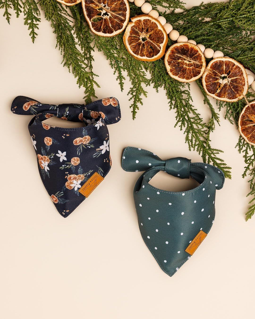 Clementine Dog Bandanas Large - 2 Pack - Floral | Summer Collection | Premium Polyester Fabric | Adjustable Patented Fit | Large 2 Pack - view 4