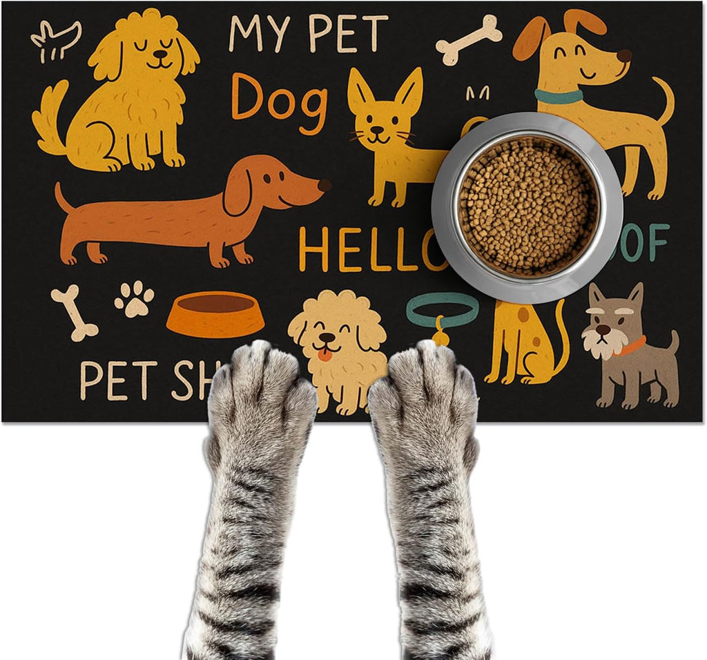 Puppy Feeding Mat Pink Leopard Print Meal Pad 20 x 12 Inch | Non Slip Dog Bowl Mat Food Bowl Floor Mat for Kitchen Floor Feeding Station and Home Pink Leopard Print - view 7