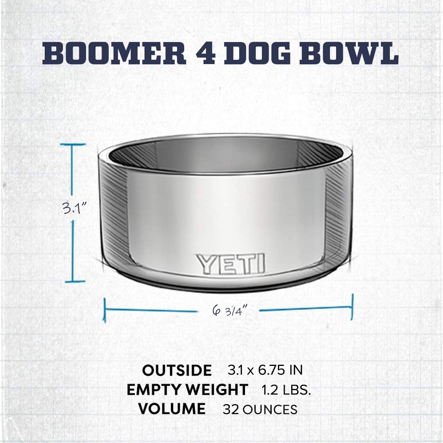 Boomer 4, Stainless Steel, Non-Slip Dog Bowl, Holds 32 Ounces - view 5