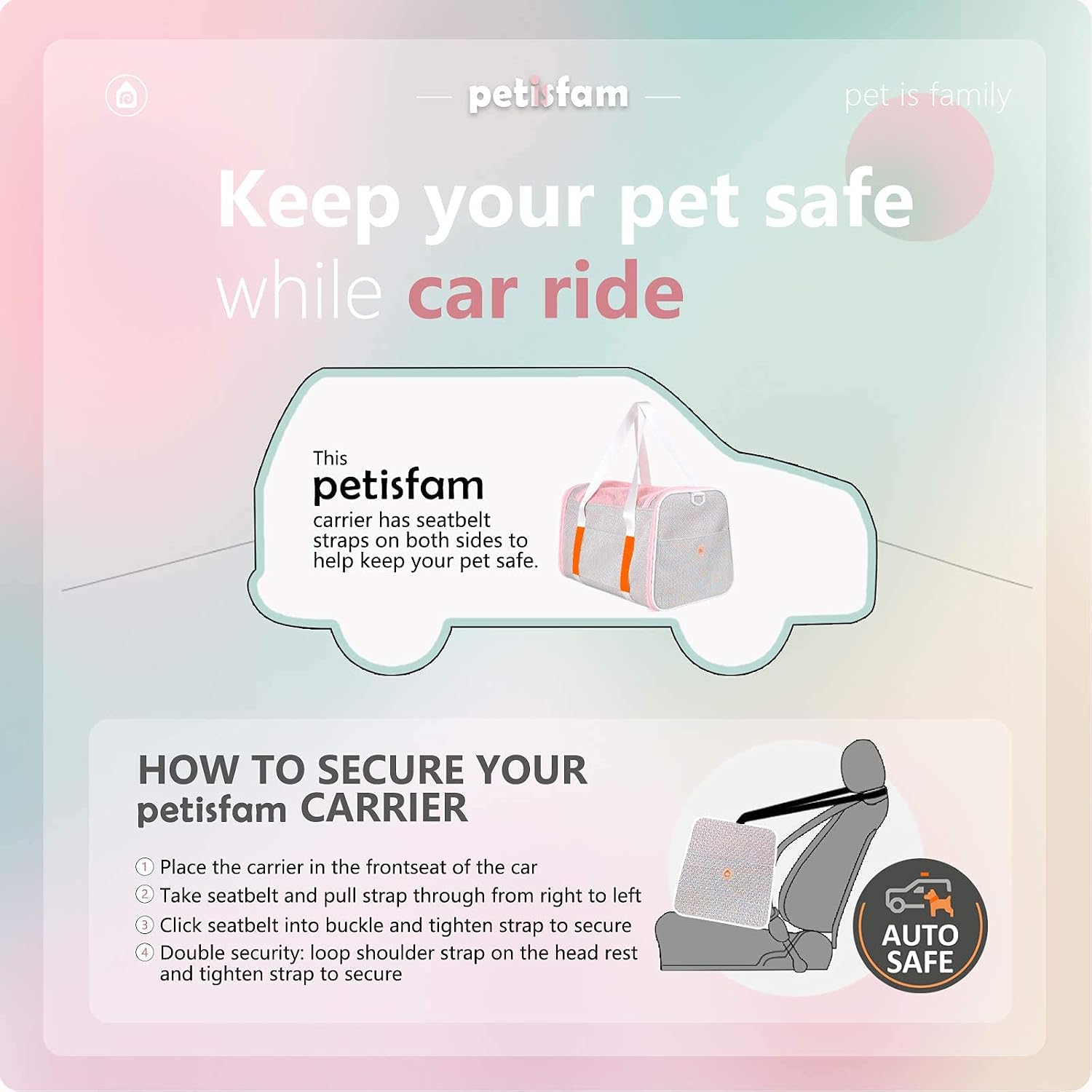 Soft cute travel pet carrier bag for medium cats, kitty and puppy, fantasy pink, M - view 6