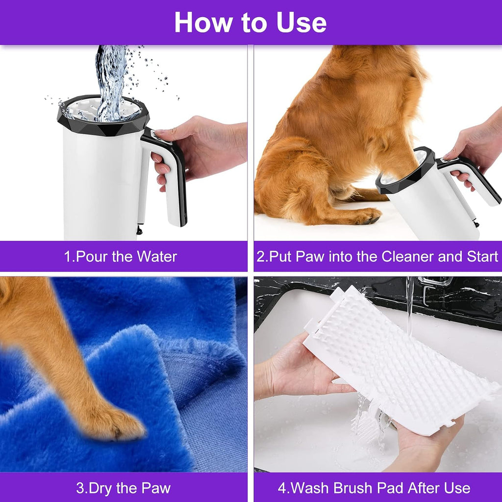 Rechargeable Automatic Dog Paw Cleaner, 2 in 1 Portable Dog Paw Washer Cup | Pet Paw Cleaner with Soft Silicone Brush, 7.4V High Power, Dog Foot Washer Suitable for Big Dog/Cat Grooming, Black - view 6